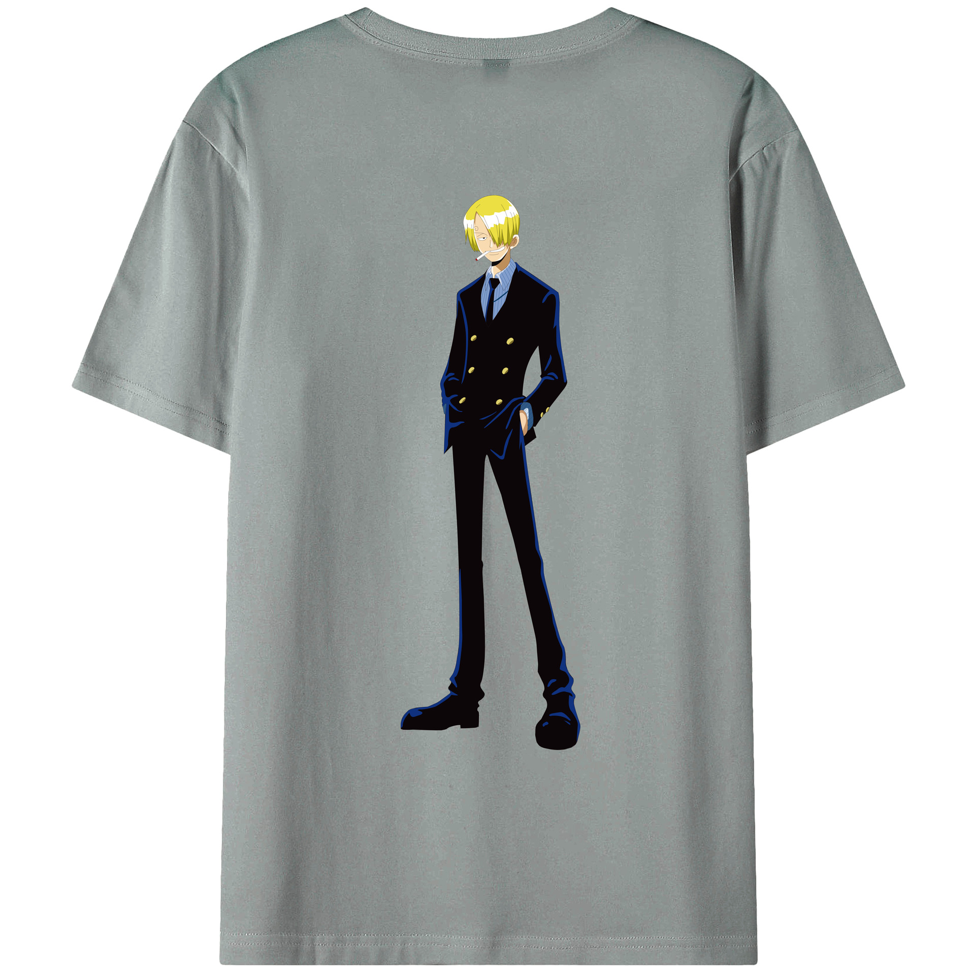 （画像用） ワンピース サンジ ONE PIECE Sanji 綿100％ メンズ半袖Tシャツ（バックプリント） 通気性